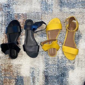 2 Pairs Express Women's Black & Yellow Sandals Size 8